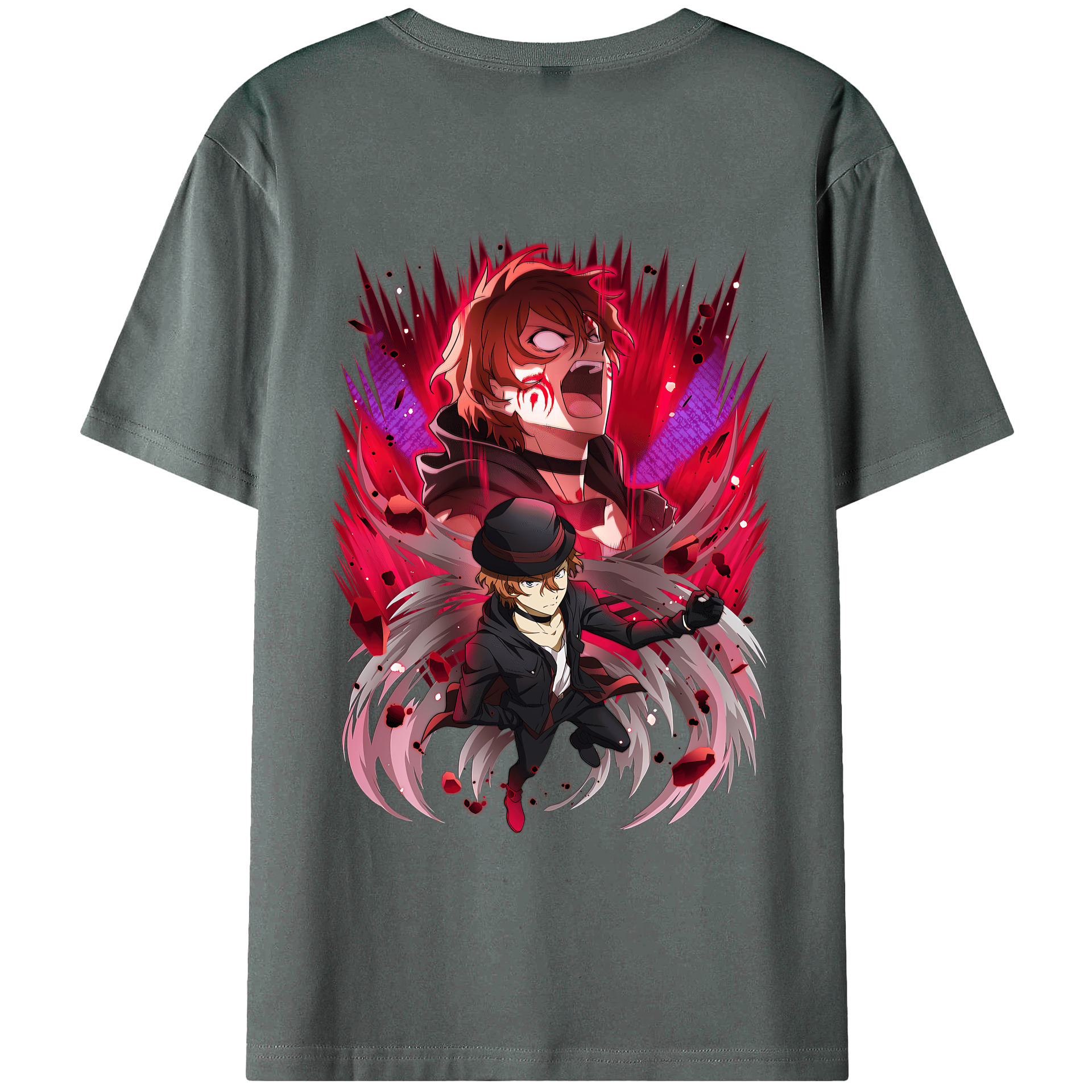 （画像用） 文豪ストレイドッグス Bungo Stray Dogs 綿100％半袖Tシャツ（背面プリント）